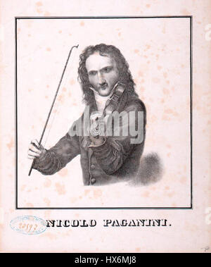 Niccolò Paganini è stato un violinista e compositore italiano, celebrato per la sua eccezionale abilità tecnica e le sue esecuzioni virtuosistiche. Le sue composizioni, tra cui 24 Caprices, rivoluzionarono il violino nel XIX secolo. Foto Stock