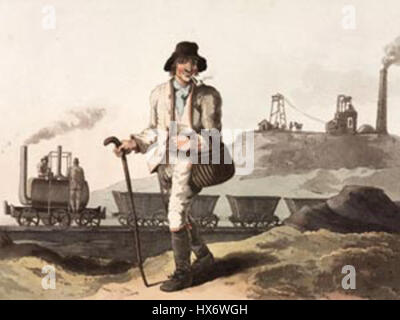 Il 'Collier Aquatint' di Robert Havell del 1814 è un'acquatinta raffigurante una nave collier. Havell era noto per i suoi contributi alla stampa britannica, in particolare per le sue dettagliate raffigurazioni di animali e natura. Questo lavoro riflette l'importanza del commercio marittimo durante il XIX secolo e mostra l'abilità della tecnica dell'acquatinta. Foto Stock