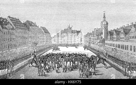 I monarchi e generali presso la piazza del mercato di Lipsia il 19.10.1813, battaglia delle nazioni, Tedesco guerre di liberazione Foto Stock