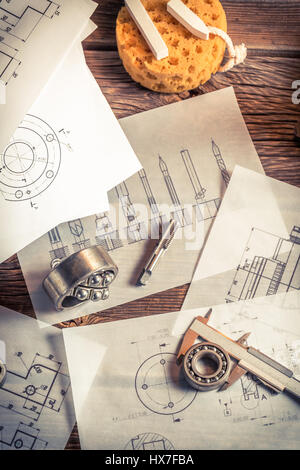 Le classi sulla frese, dei cuscinetti e dei diagrammi di meccanica Foto Stock