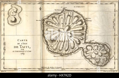 Tahiti xviii secolo mappa Foto Stock