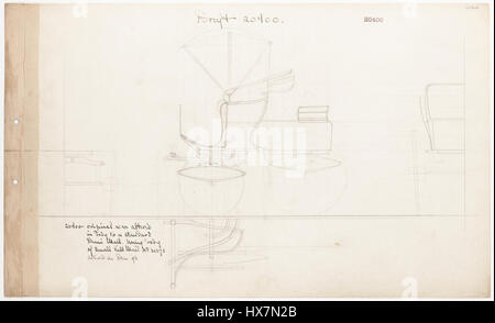 Questo disegno illustra il design di una Demi mail Phaeton, una carrozza trainata da cavalli elegante e leggera. Lo schizzo dettagliato delinea le dimensioni e gli elementi strutturali necessari per la costruzione, tipici dei progetti automobilistici dei primi anni del XX secolo. Foto Stock