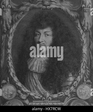 Una rappresentazione di re Luigi XIV, il re di Francia, spesso indicato come il re Sole. Noto per il suo ruolo nella monarchia francese, il suo regno è caratterizzato da potere assoluto e grandiosità, che influenzano la storia europea. Foto Stock