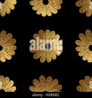 Oro fiori astratto modello. Dipinto a mano floral background senza giunture. Foto Stock