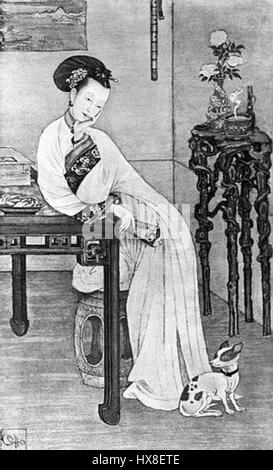 Questo dipinto storico mostra l'imperatrice madre Cixi della dinastia Qing durante il suo periodo come la concubina imperiale Yi. L'ascesa al potere di Cixi è descritta nel contesto della sua significativa influenza nella storia imperiale cinese. Foto Stock