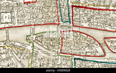 Plan routier de la Ville de Paris et de ses faubourg 1819 CitC3A9 Foto Stock