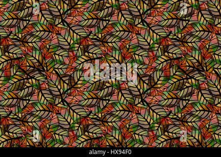 Una ripetizione, seamless pattern di foglie colorate Foto Stock