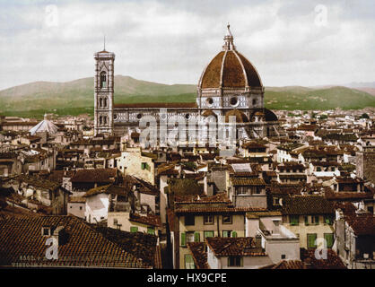 La Cattedrale vista panoramica dal Vecchio Palace Firenze Italia Foto Stock