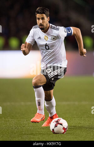 Baku in Azerbaijan. 26 Mar, 2017. La Germania Sami Khedira in azione durante la Coppa del Mondo FIFA Gruppo qualificatore fase partita di calcio tra Azerbaigian e la Germania a Baku, in Azerbaijan, 26 marzo 2017. Foto: Marius Becker/dpa/Alamy Live News Foto Stock