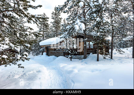 Scena di neve, Kakslauttanen Arctic Resort, Finlandia Foto Stock