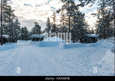 Scena di neve, Finlandia Foto Stock