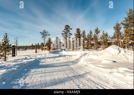 Scena di neve, Finlandia Foto Stock