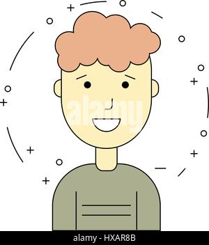 Ragazzo sorridente carattere, minimalismo cartoon flat Illustrazione Vettoriale