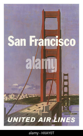 San Francisco - Golden Gate Bridge - Regno Air Lines - Vintage il viaggio con la compagnia aerea Poster c.1950s Foto Stock