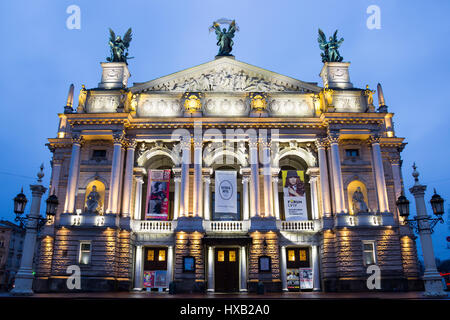 LVIV, Ucraina - 11 dicembre 2016: Solomiya Krushelnytska accademico di stato Opera e Balletto Foto Stock