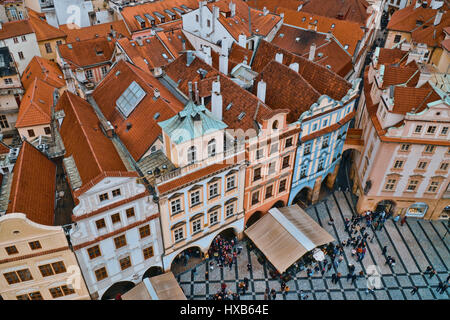 Vista aerea sulla Piazza della Città Vecchia di Praga Foto Stock