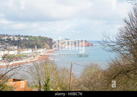 Teignmouth pier fotografato dall'alto sul Ness nel Shaldon Devon England Foto Stock