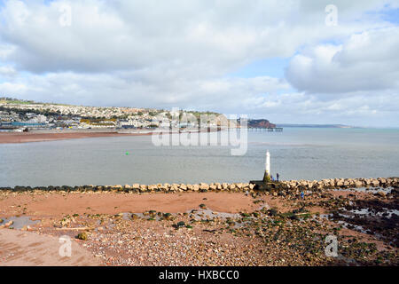 Teignmouth pier fotografato dall'alto sul Ness nel Shaldon Devon England Foto Stock