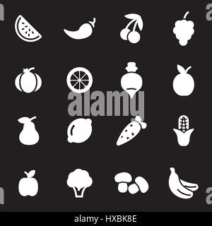 Bianco di vettore di frutta e verdura set di icone Illustrazione Vettoriale