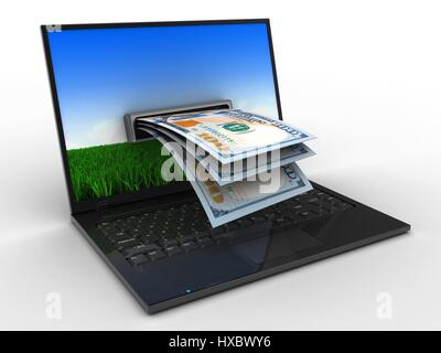 3d illustrazione del computer portatile Foto Stock