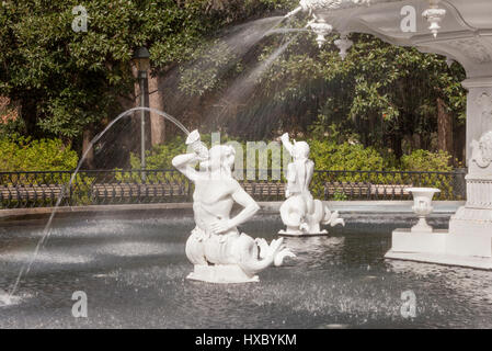 Fontana, Forsyth park, savana, GA, Stati Uniti d'America Foto Stock