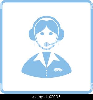 Logistica consulente dispatcher icona. La cornice blu design. Illustrazione Vettoriale. Illustrazione Vettoriale