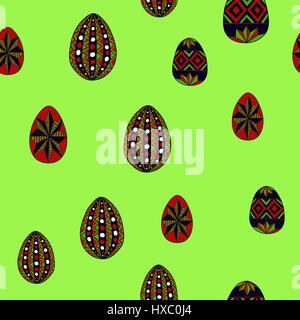 Doodle vettore uova di pasqua caotica pattern senza giunture Illustrazione Vettoriale