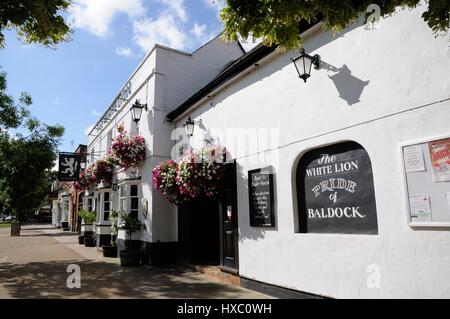 Il leone bianco, Baldock Hertfordshire. Il XVII secolo leone bianco era una battuta di arresto per l'ultimo dell'autobus di Londra il "magnete" Foto Stock