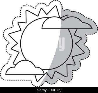 Sun cloud meteo simbolo linea di taglio Illustrazione Vettoriale