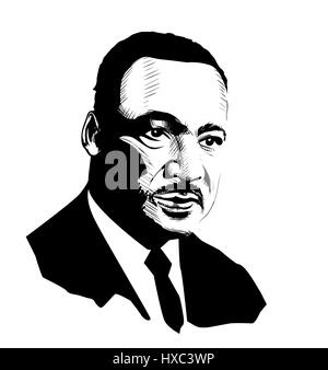 Martin Luther King ritratto schizzo Illustrazione Vettoriale