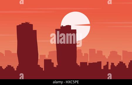 Silhouette di SIngapore costruzione paesaggio urbano Illustrazione Vettoriale