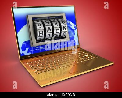3d illustrazione del computer portatile Foto Stock