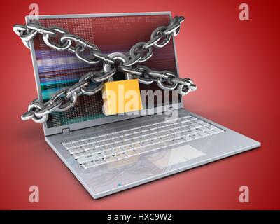 3d illustrazione del computer portatile Foto Stock