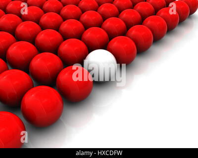 Abstract 3d illustrazione di palline rosse e uno bianco Foto Stock