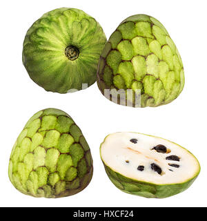 Frutta Cherimoya su sfondo bianco Foto Stock