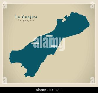 Mappa moderna - La Guajira CO Illustrazione Vettoriale