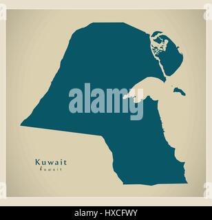 Mappa moderno - Kuwait KW Illustrazione Vettoriale