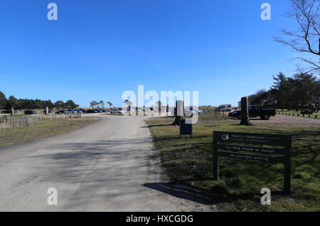 Foresta Tentsmuir parcheggio auto Fife Scozia Marzo 2017 Foto Stock