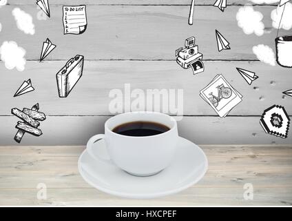 Composito Digitale della tazza con disegni Foto Stock