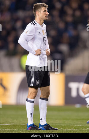 Baku in Azerbaijan. 26 Mar, 2017. Germania Thomas Mueller durante la Coppa del Mondo FIFA Gruppo qualificatore fase partita di calcio tra Azerbaigian e la Germania a Baku, in Azerbaijan, 26 marzo 2017. Foto: Marius Becker/dpa/Alamy Live News Foto Stock