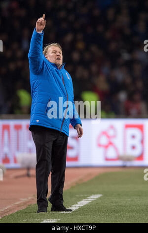 Baku in Azerbaijan. 26 Mar, 2017. Quella dell'azerbaigian headcoach Robert Prosinecki durante la Coppa del Mondo FIFA Gruppo qualificatore fase partita di calcio tra Azerbaigian e la Germania a Baku, in Azerbaijan, 26 marzo 2017. Foto: Marius Becker/dpa/Alamy Live News Foto Stock