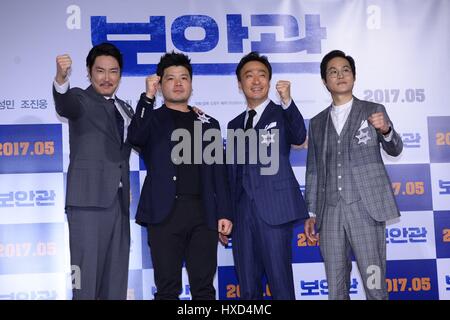 Seul in Corea. 27 Mar, 2017. Jin-ung Jo e Sung-min Lee partecipare alla conferenza di produzione del responsabile della protezione a Seul in Corea il 27 marzo, 2017.(Cina e Corea diritti) Credito: TopPhoto/Alamy Live News Foto Stock