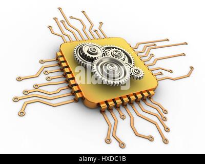 3d illustrazione di chip di computer Foto Stock
