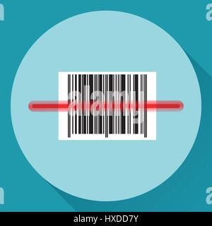 Vettore icona piatta di un codice a barre scansionato da dello scanner ottico Illustrazione Vettoriale