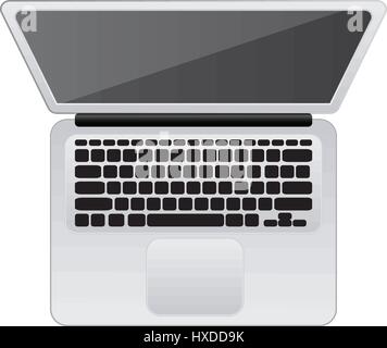 Vector realistica icona notebook vista dall'alto. Lo schermo è vuoto e chiavi. Icona isolato Illustrazione Vettoriale