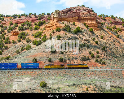 Union Pacific treno merci. Foto Stock