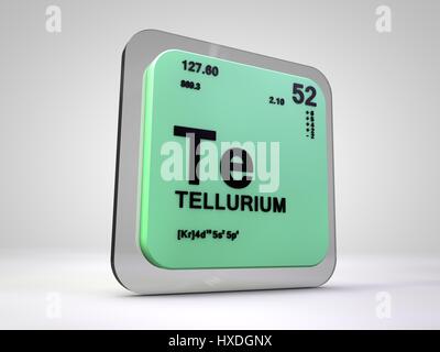Tellurio - Te - elemento chimico tavola periodica 3D render Foto Stock
