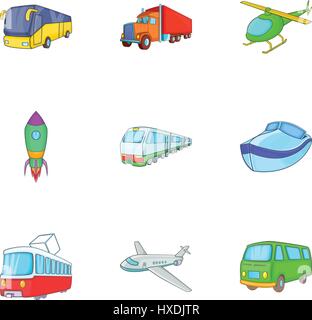 Varietà di trasporto set di icone, stile cartoon Illustrazione Vettoriale