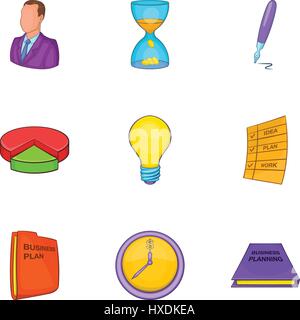Gestione del tempo set di icone, stile cartoon Illustrazione Vettoriale
