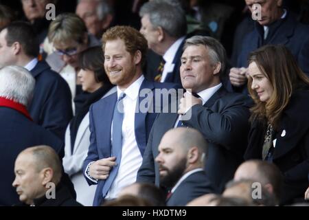 Il principe Harry & JASON LEONARD MEMBRO DELLA FAMIGLIA REALE 12 marzo 2016 TWICKENHAM London Inghilterra England Foto Stock